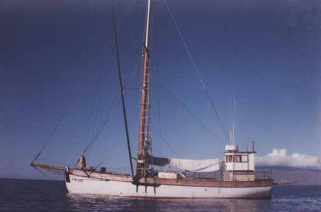 Tally Ho deteriorating on the hard in Brookings Harbor